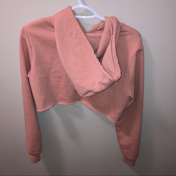 Salmon Pink Cropped Hoodie - Picture 2 of 4